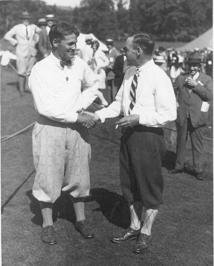 Bobby Jones (left) and Al Espinosa, at Winged Foot Golf Club during the 1929 U.S. Open